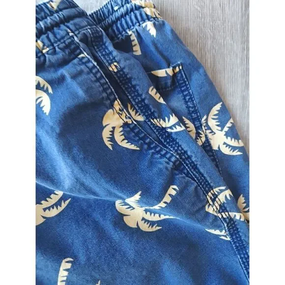 Mossimo Supply Co Mens Board Shorts Navy Palm Trees Drawstring Pockets Size S - Picture 6 of 8